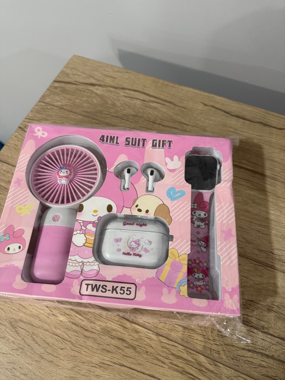 Pink My Melody 4-in-1 Gift Set - Fan, Earbuds, Case & Watch